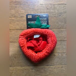 Bootique Red Strawberry Cat Headpiece with Green Leaf Accent